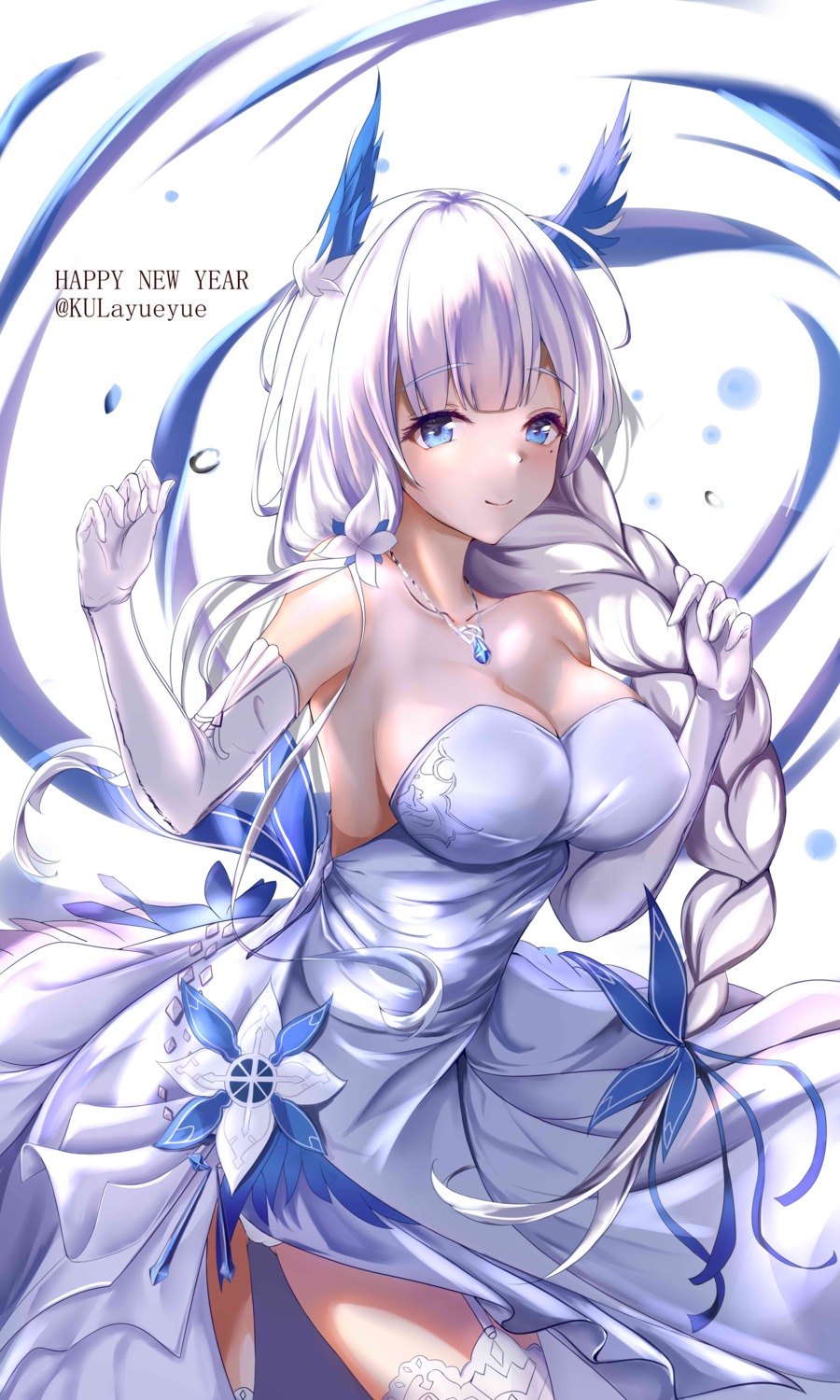 azur_lane cameltoe cleavage dress illustrious_(azur_lane) kulayueyue no_bra pantsu skirt_lift stockings thighhighs wedding_dress