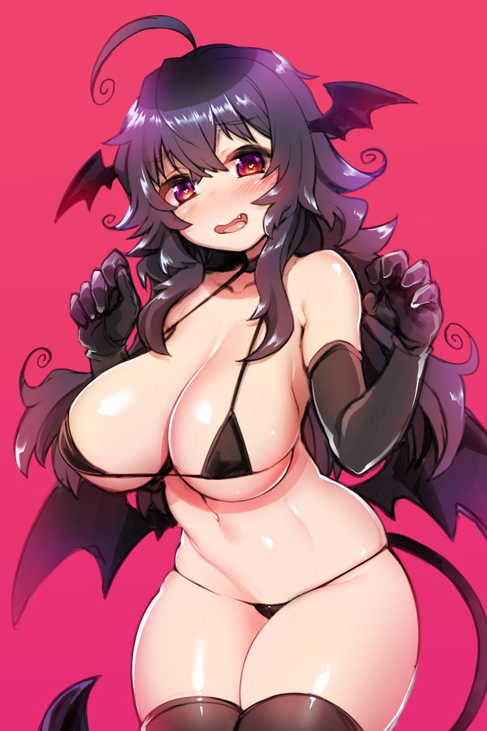 bikini harigane_shinshi swimsuits tail thighhighs wings