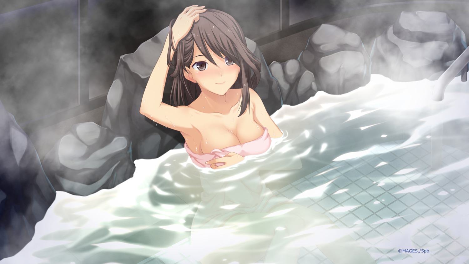 5pb. bathing breast_hold game_cg mages. memories_off_-innocent_file- onsen tagme towel wet