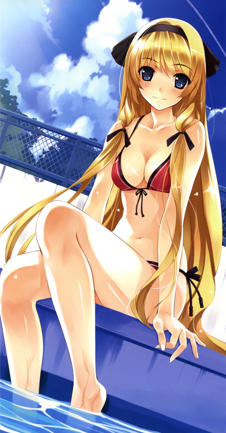 bikini cleavage misaki_kurehito swimsuits wet