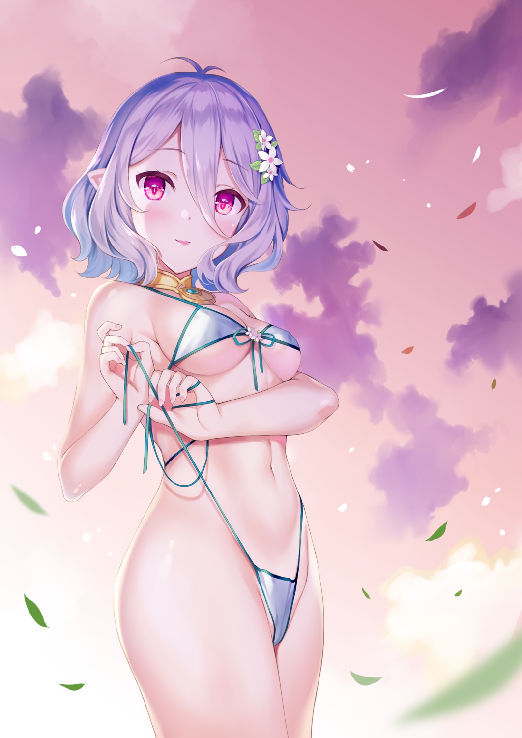 bikini cameltoe kokkoro pointy_ears princess_connect princess_connect!_re:dive rei swimsuits thong undressing
