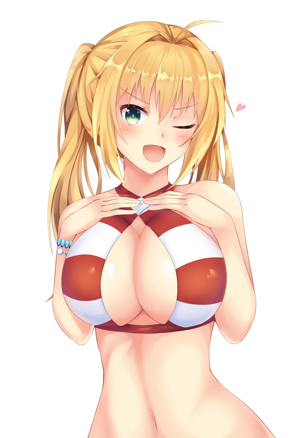 amagi_korona bikini_top breast_hold cleavage fate/grand_order saber_extra swimsuits