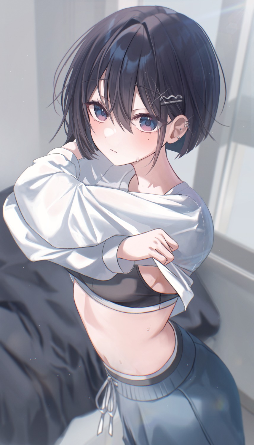 bra myowa pantsu see_through shirt_lift undressing