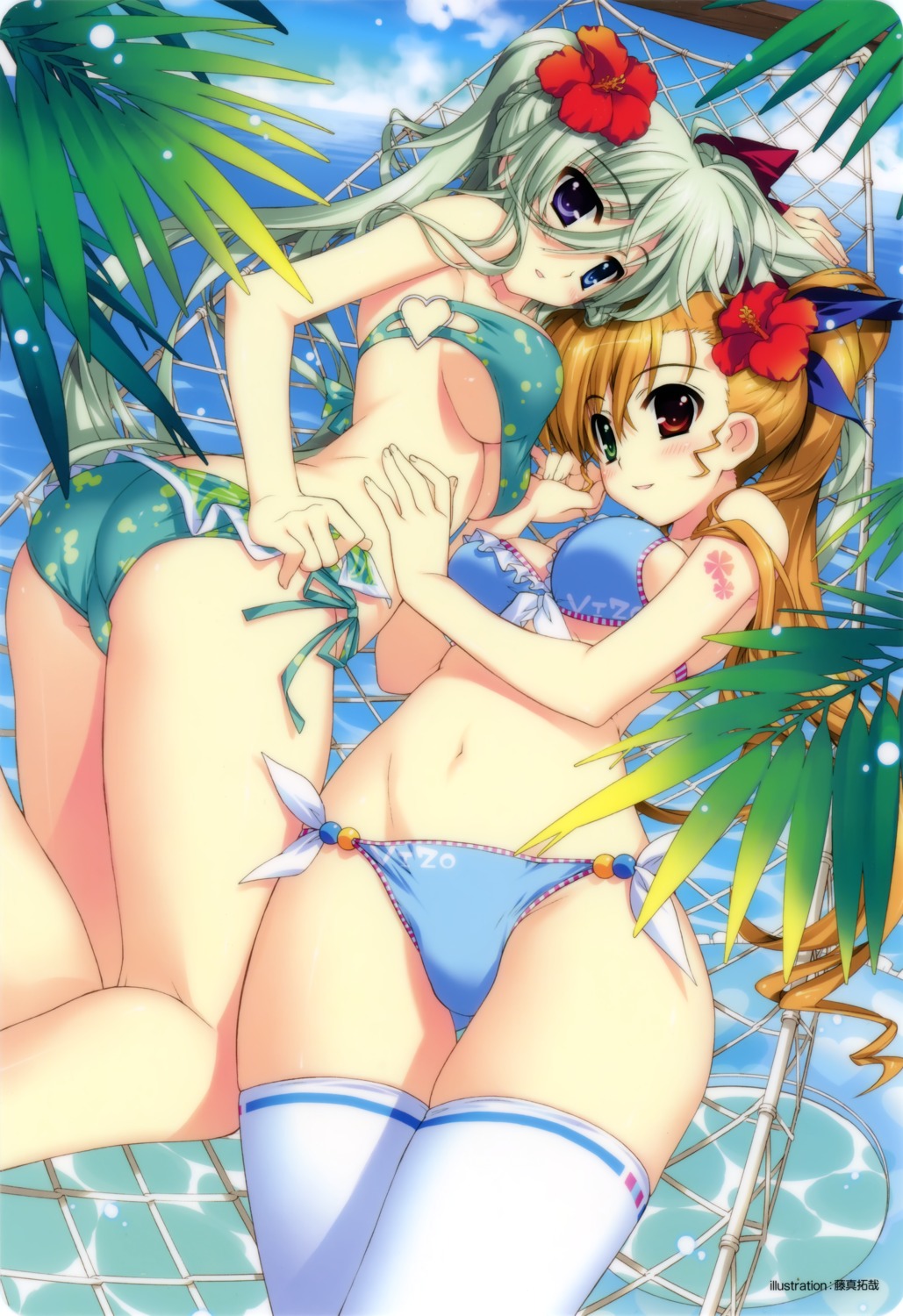 bikini einhart_stratos fujima_takuya heterochromia mahou_shoujo_lyrical_nanoha mahou_shoujo_lyrical_nanoha_vivid swimsuits thighhighs underboob vivio