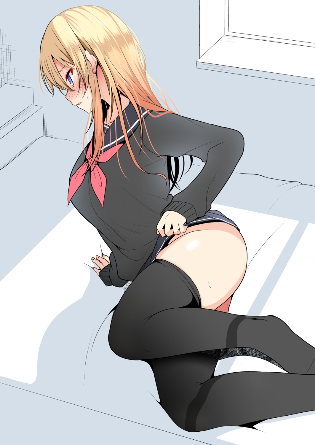 pantyhose seifuku skirt_lift sweater takeyuu