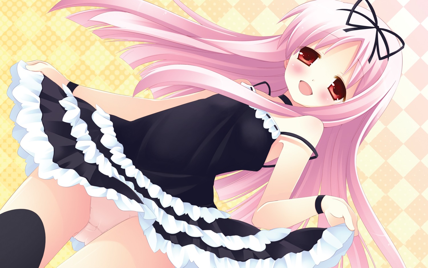 garden himemiya_ruri natsume_eri pantsu skirt_lift thighhighs wallpaper