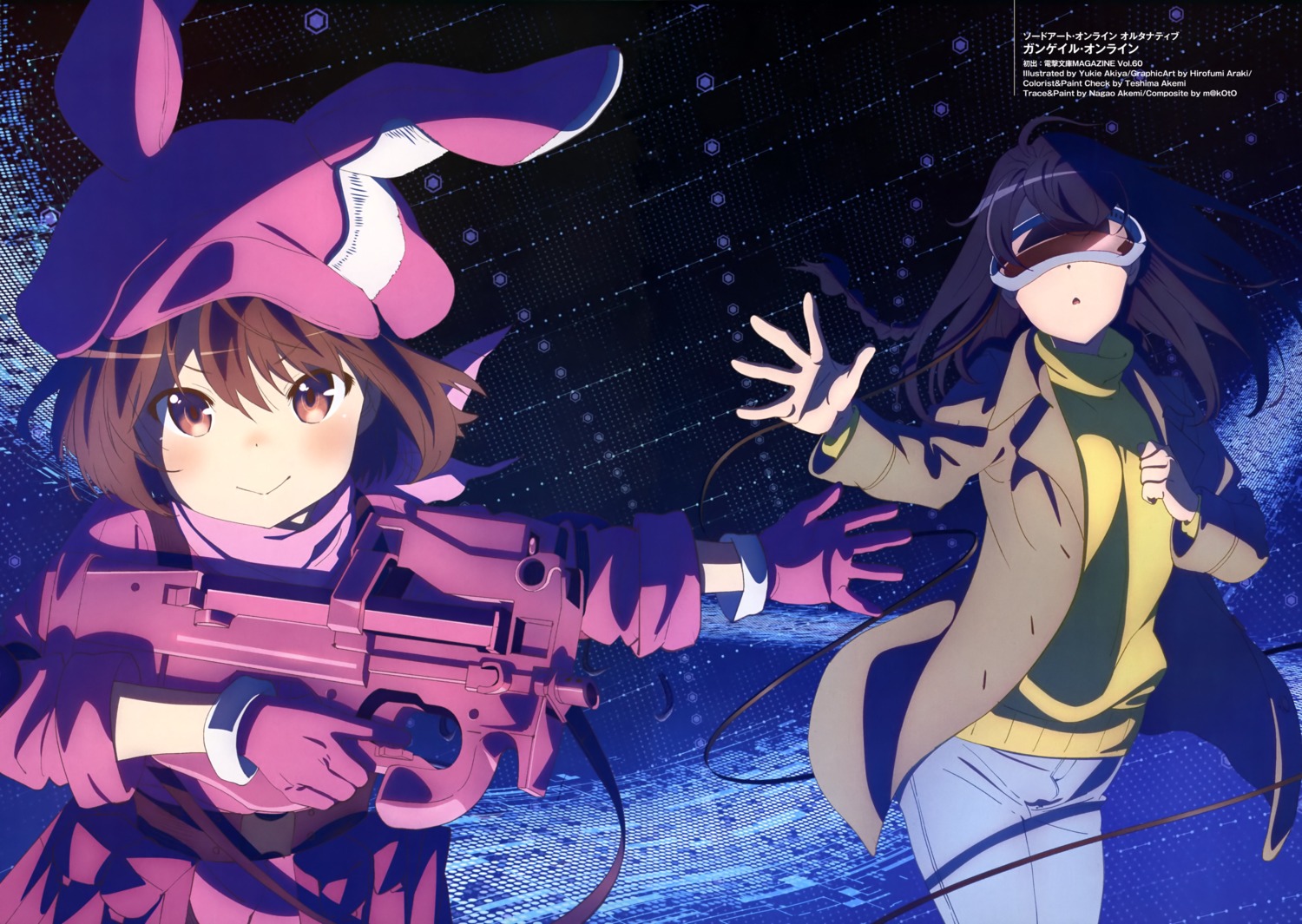 akiya_yukie gun kohiruimaki_karen llenn sweater sword_art_online_alternative:_gun_gale_online