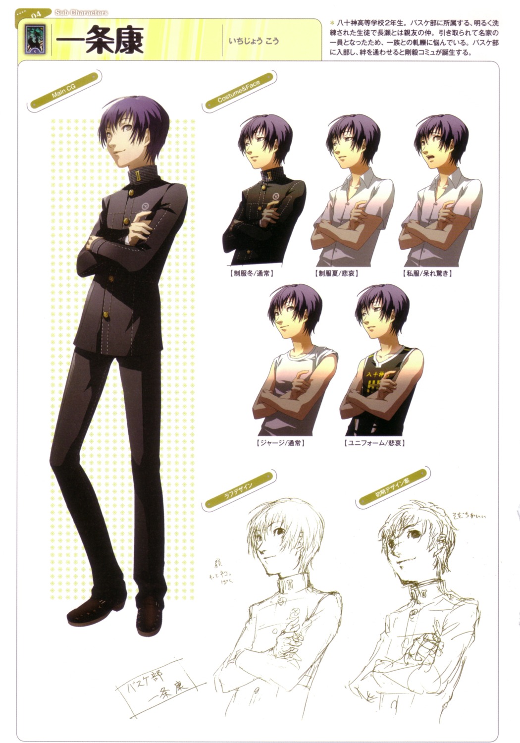 ichijou_kou male megaten persona persona_4 seifuku sketch soejima_shigenori