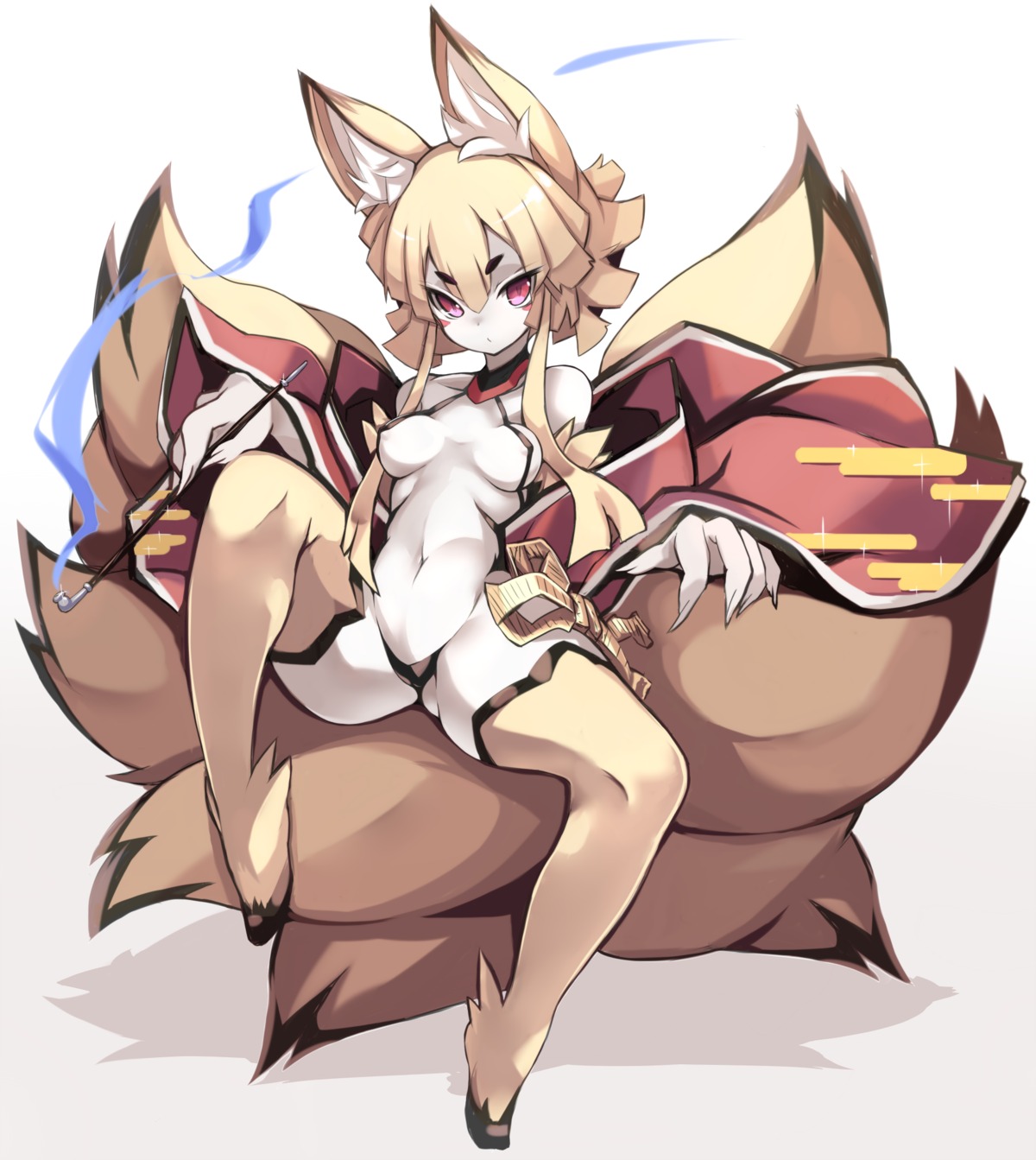 animal_ears disgaea erect_nipples karukan kitsune leotard no_bra tail thighhighs