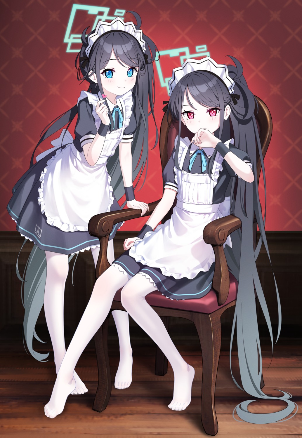 blue_archive halo kei_(blue_archive) maid pantyhose supersugar tendou_arisu