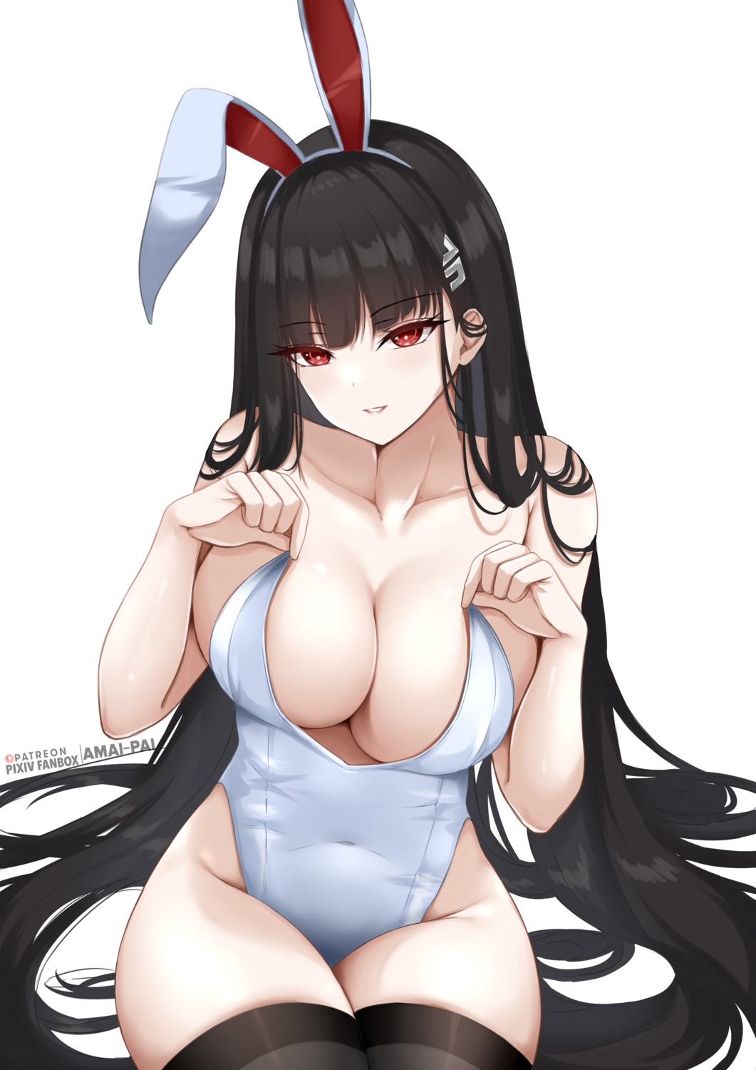 amai-pai animal_ears blue_archive bunny_ears bunny_girl no_bra thighhighs tsukatsuki_rio