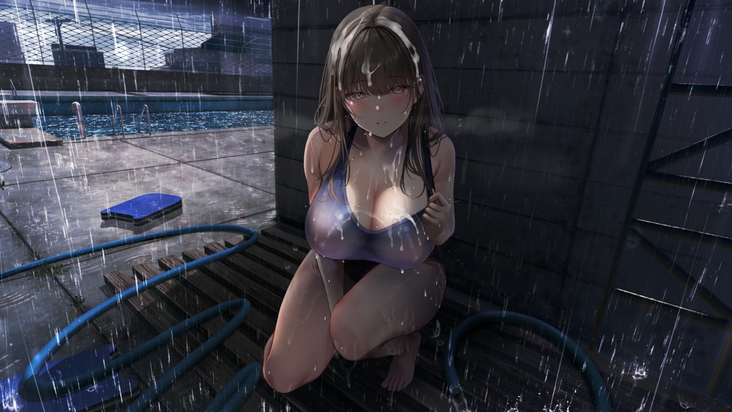 cum nipples see_through shiroiruka swimsuits wet wet_clothes