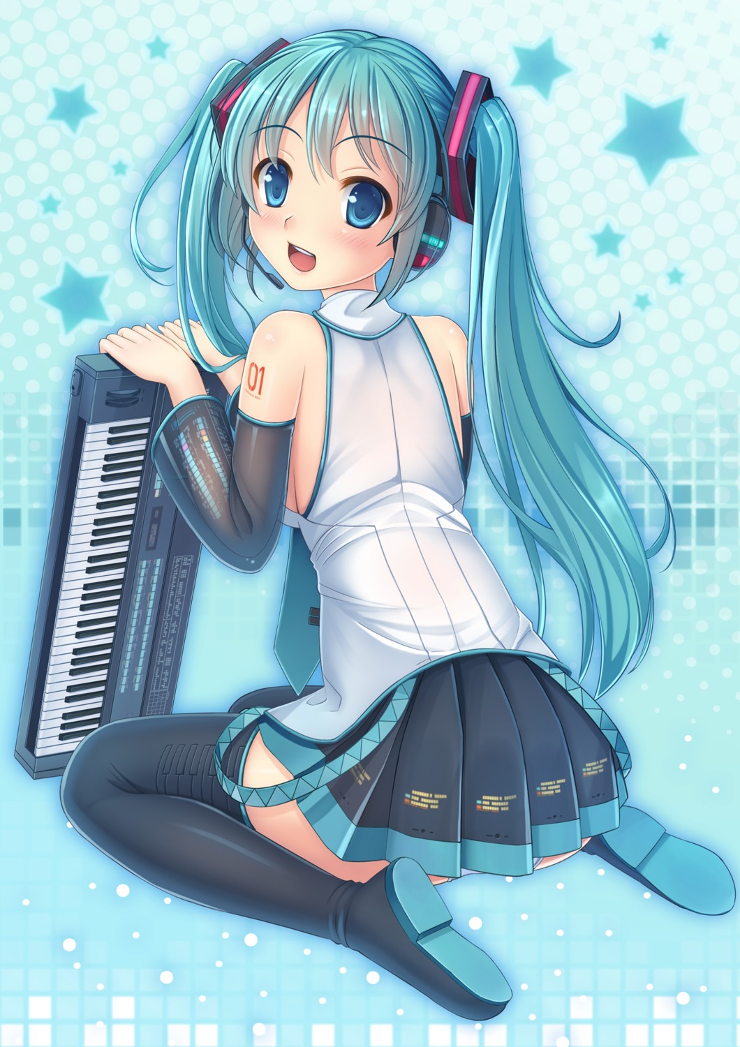 ass hatsune_miku headphones pantsu tattoo thighhighs umitonakai vocaloid