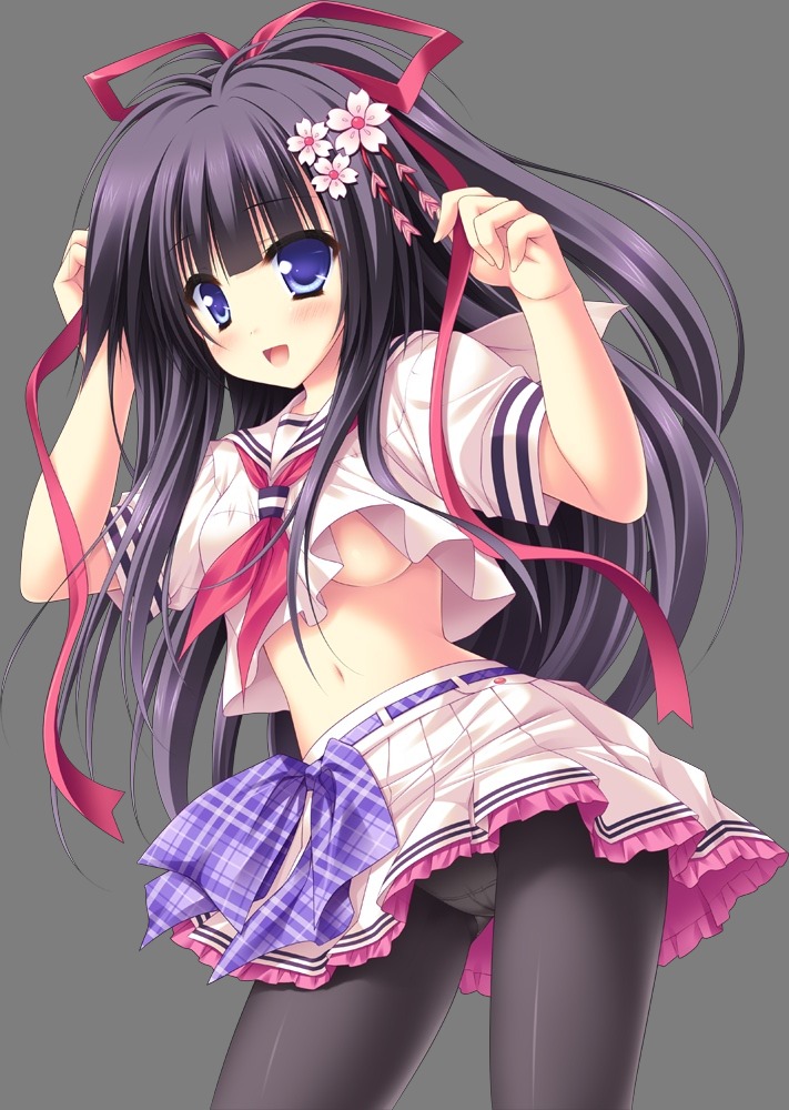 lump_of_sugar moekibara_fumitake no_bra pantsu pantyhose seifuku transparent_png underboob unmei_senjou_no_phi yaegasumi_shino