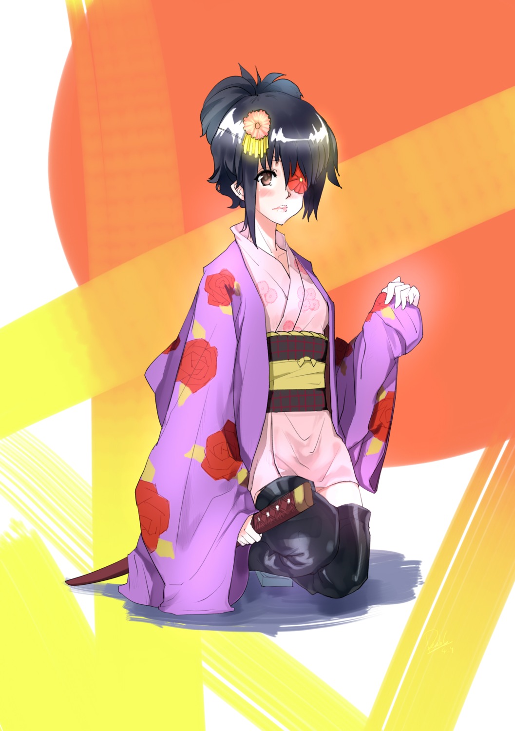 daible eyepatch kimono sword yagyuu_kyuubei