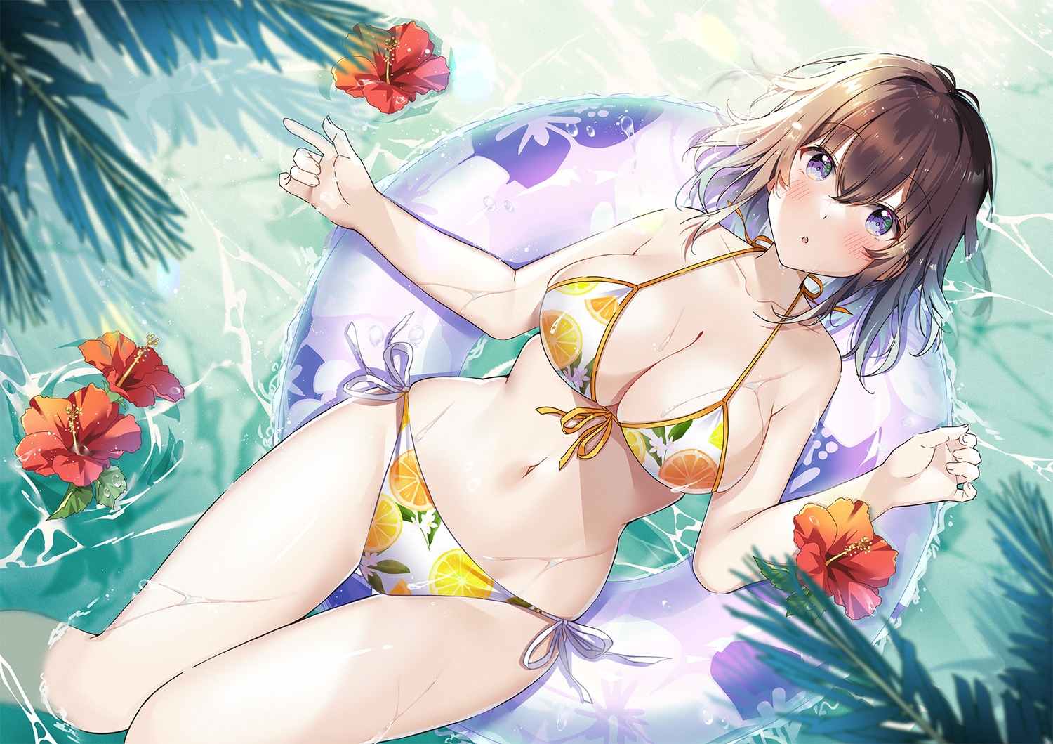 bikini shiro_kuma_shake swimsuits wet