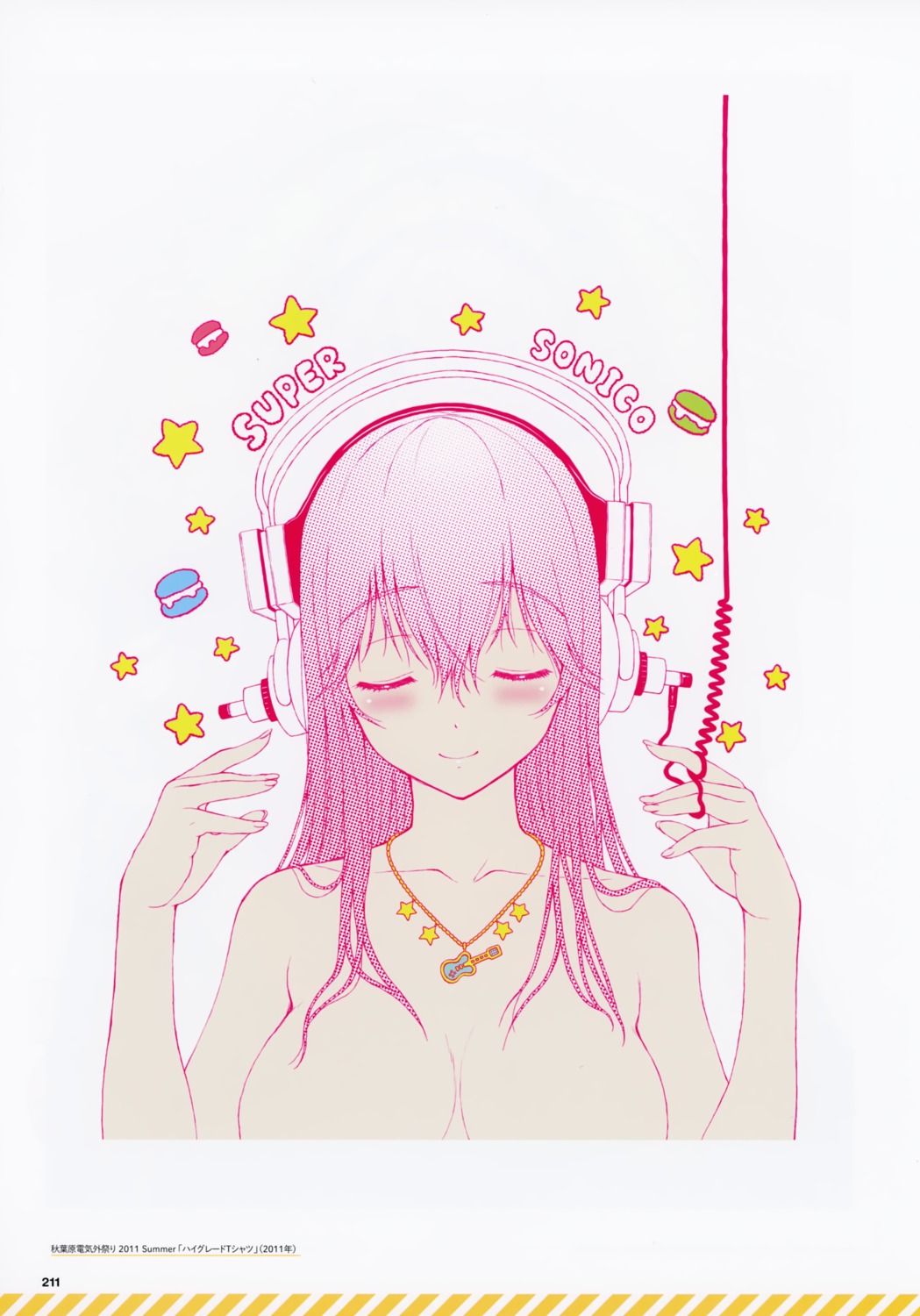 bleed_through headphones naked scanning_dust sonico super_sonico tsuji_santa