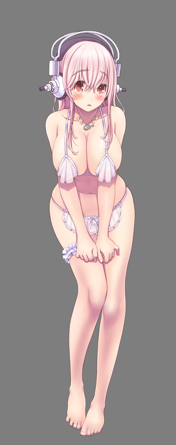 bra cleavage garter headphones mag_kan naked_apron pantsu pussy see_through sonico super_sonico thong transparent_png v-mag