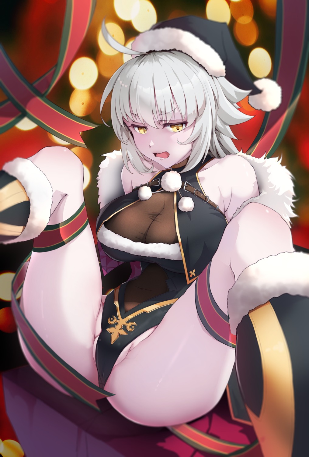 cameltoe christmas fate/grand_order jeanne_d'arc jeanne_d'arc_(alter)_(fate) leotard see_through solar_(happymonk)