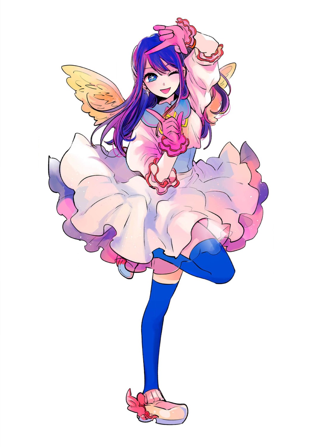 [oshi_no_ko] dress hoshino_ai see_through thighhighs wings yokoyari_mengo