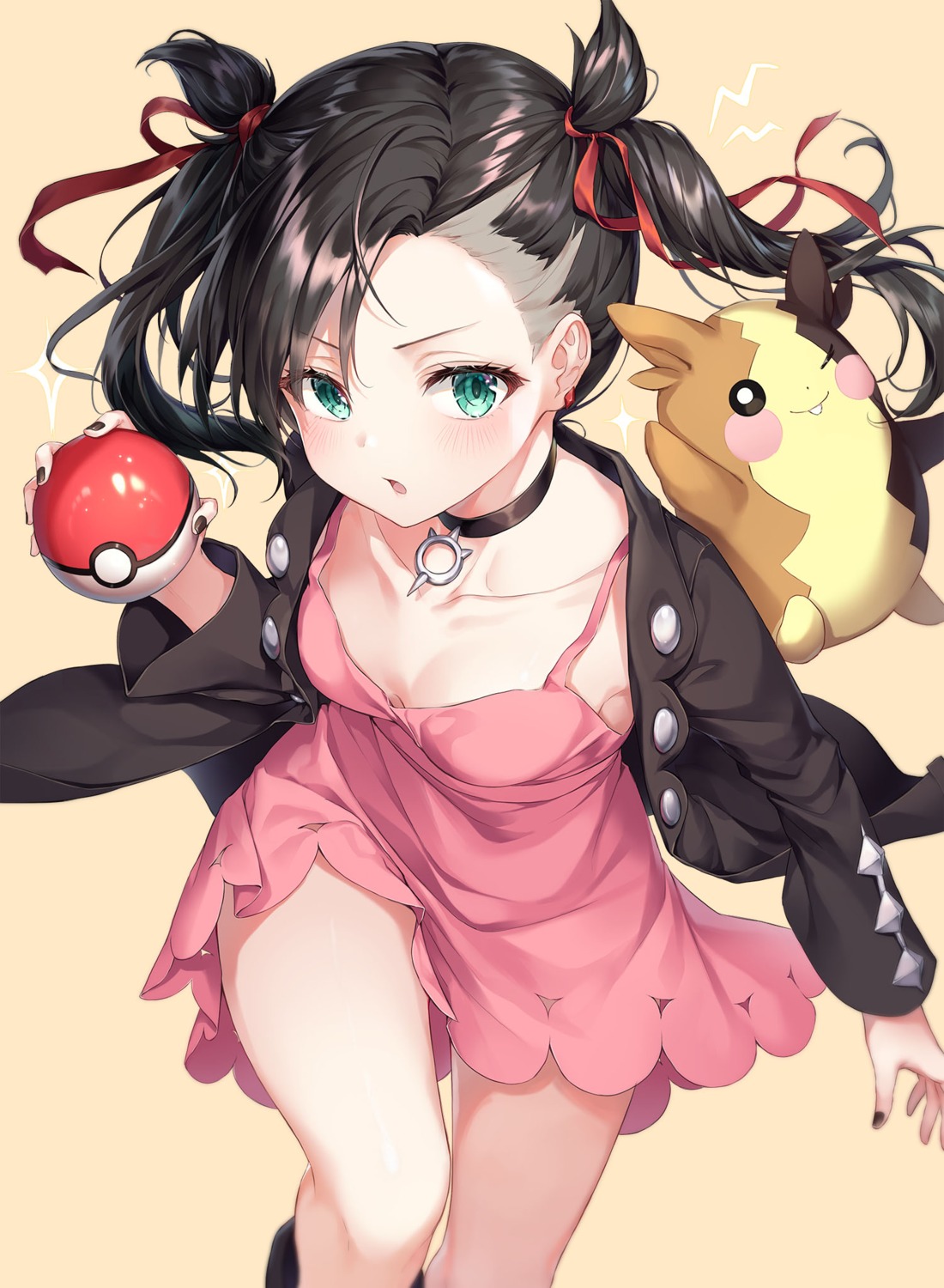 cleavage dress mary_(pokemon) pokemon pokemon_sword_and_shield r_o_ha skirt_lift