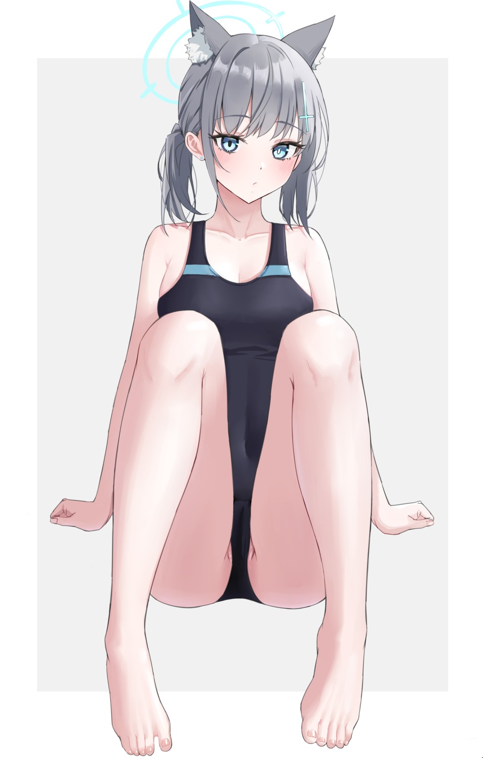 animal_ears blue_archive cameltoe feet halo kirin3145 nekomimi sunaookami_shiroko swimsuits