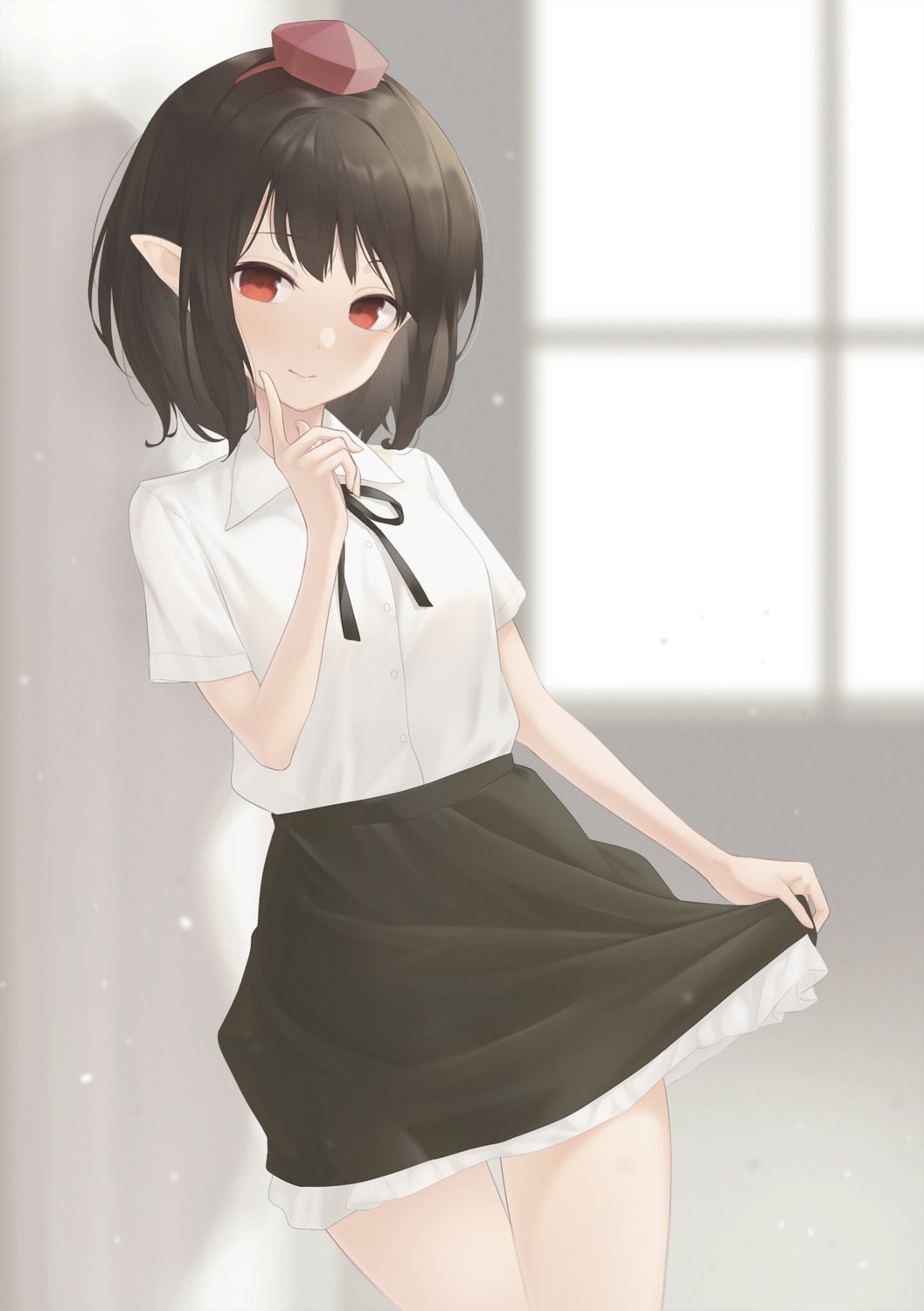 pointy_ears shameimaru_aya skirt_lift tagme touhou