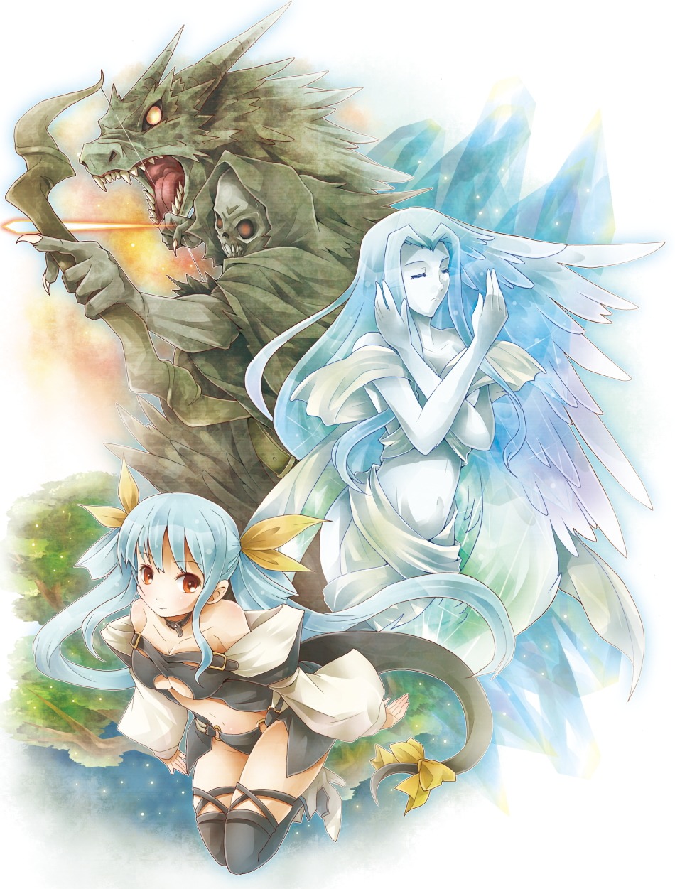 cleavage dizzy guilty_gear michii_yuuki necro nopan pantsu tail thighhighs underboob undine wings