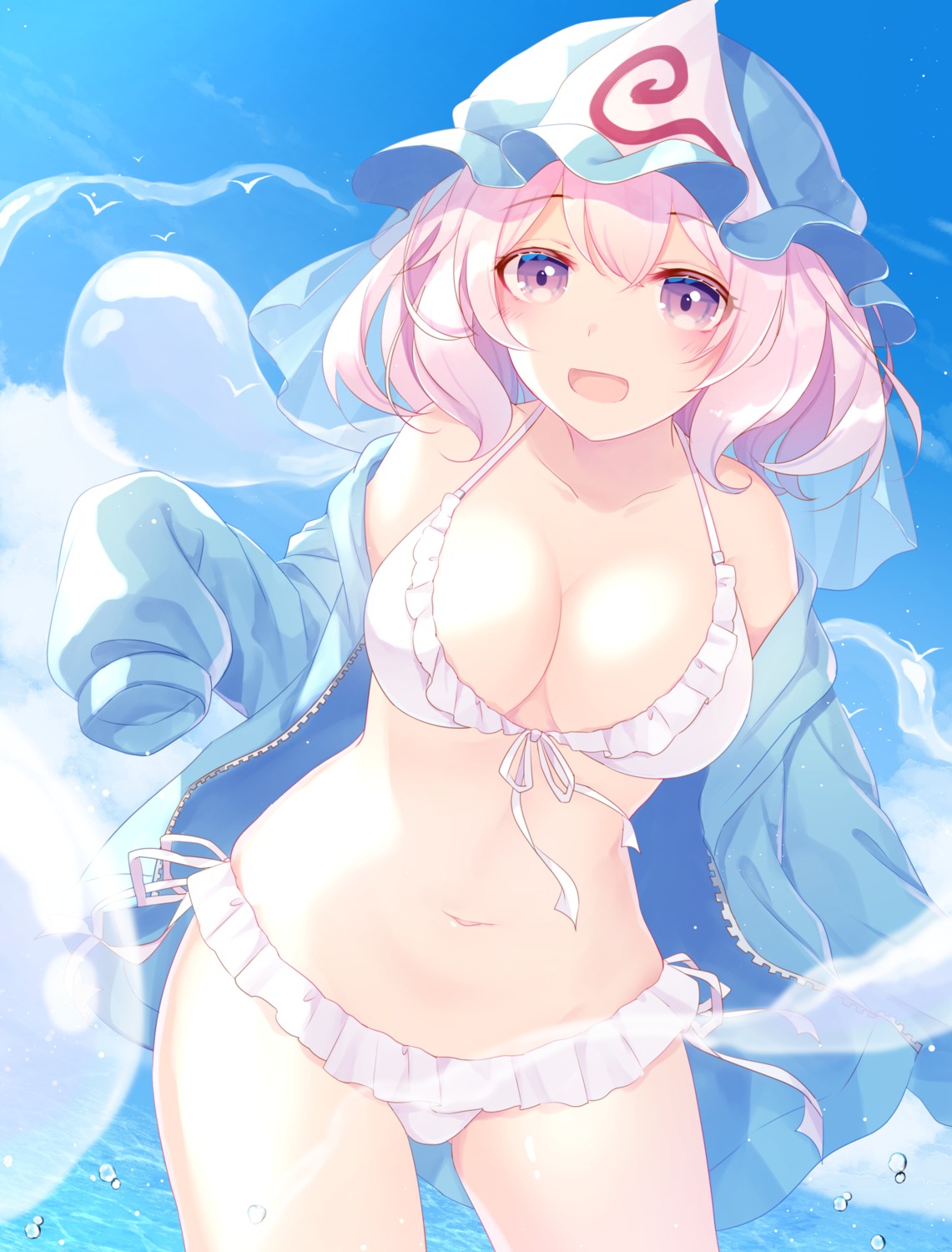 bikini open_shirt saigyouji_yuyuko shinketsu_kanyu swimsuits touhou