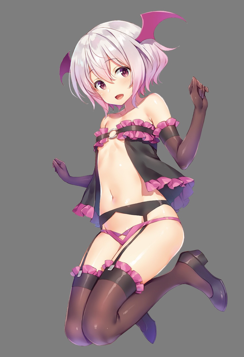 ano_orokamono_ni_mo_kyakkou_wo! garter_belt heels kono_subarashii_sekai_ni_shukufuku_wo! lingerie loli pantsu shinjin_succubus_(konosuba) stockings thighhighs transparent_png wings yuuki_hagure