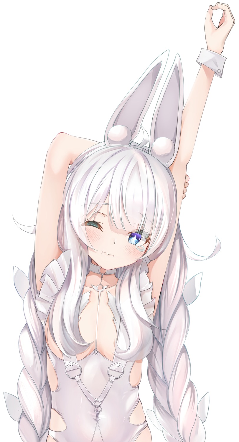 animal_ears azur_lane bunny_ears le_malin_(azur_lane) micchamu no_bra