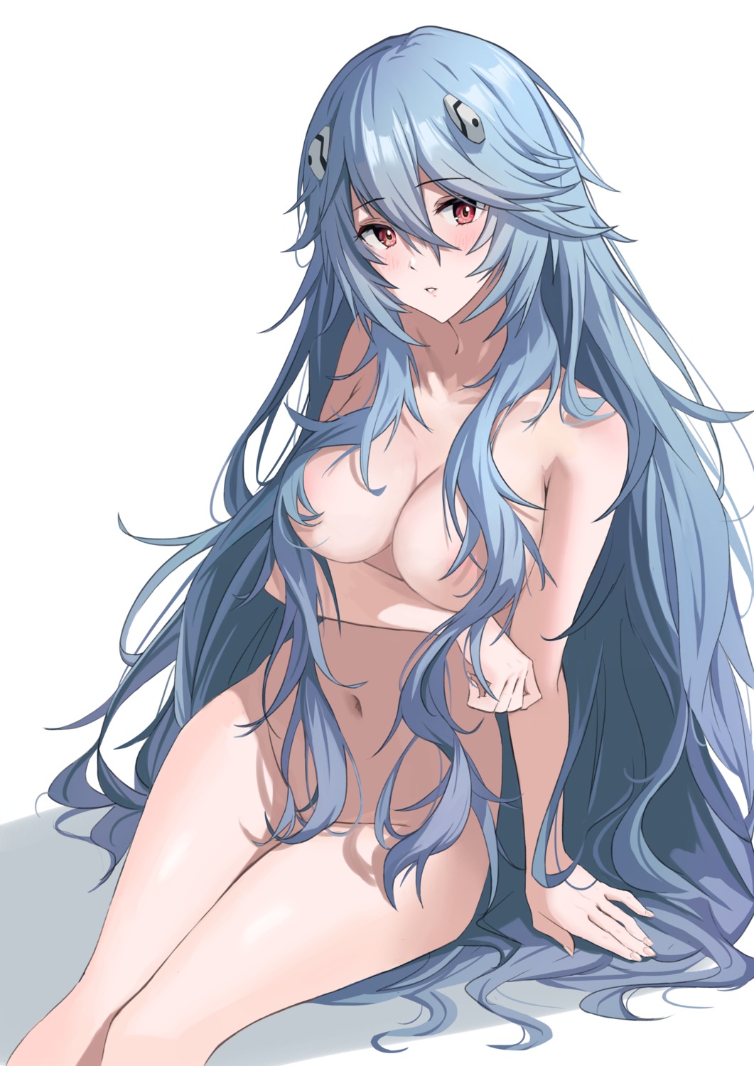 ayanami_rei breast_hold naked neon_genesis_evangelion tagme