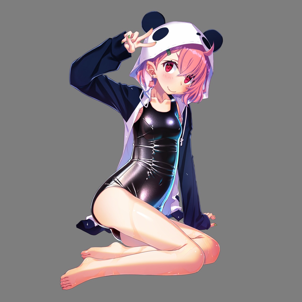 animal_ears nijisanji nijisanji_gamers sakuya_tsuitachi sasaki_saku school_swimsuit swimsuits transparent_png wet