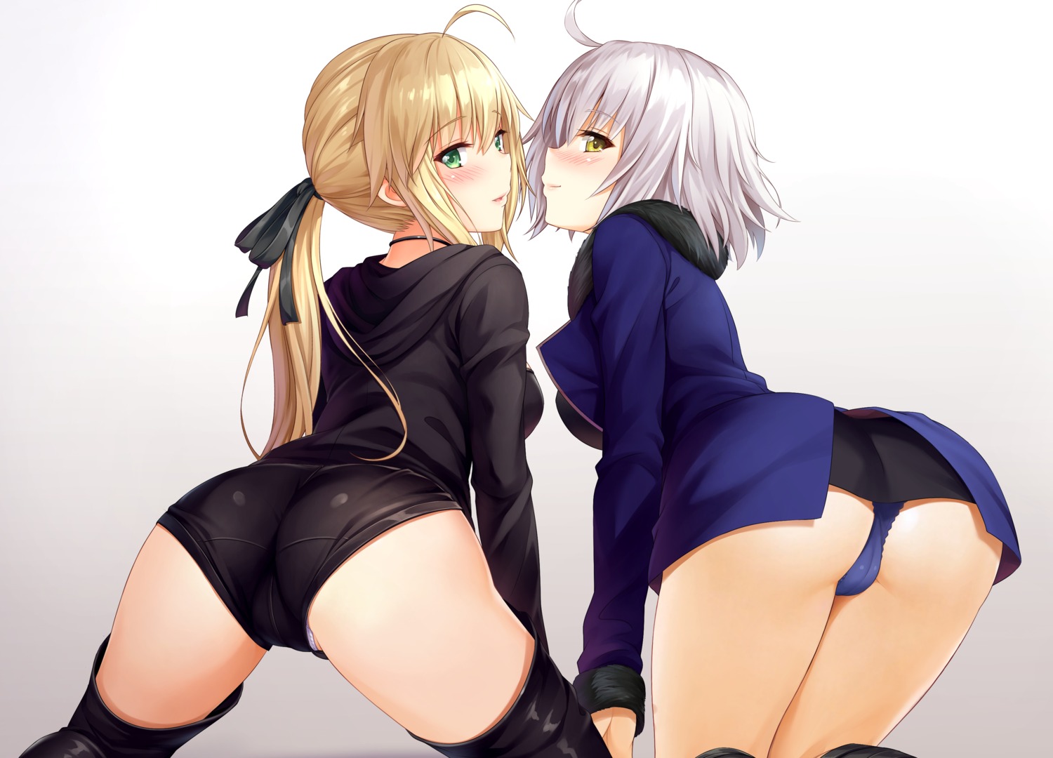 ass cameltoe denhijou_niki fate/grand_order jeanne_d'arc jeanne_d'arc_(alter)_(fate) pantsu saber skirt_lift thighhighs