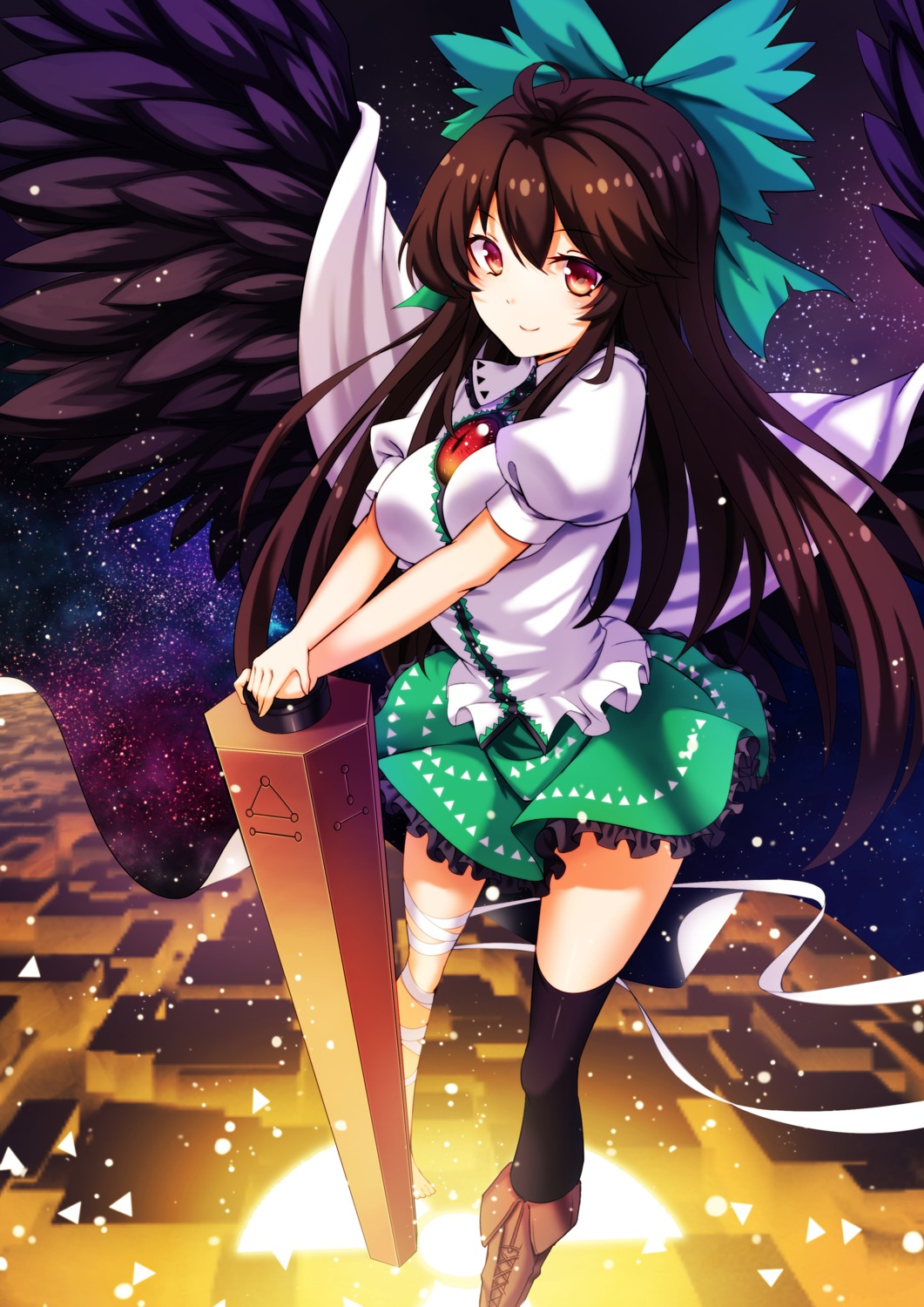 koissa reiuji_utsuho thighhighs touhou wings