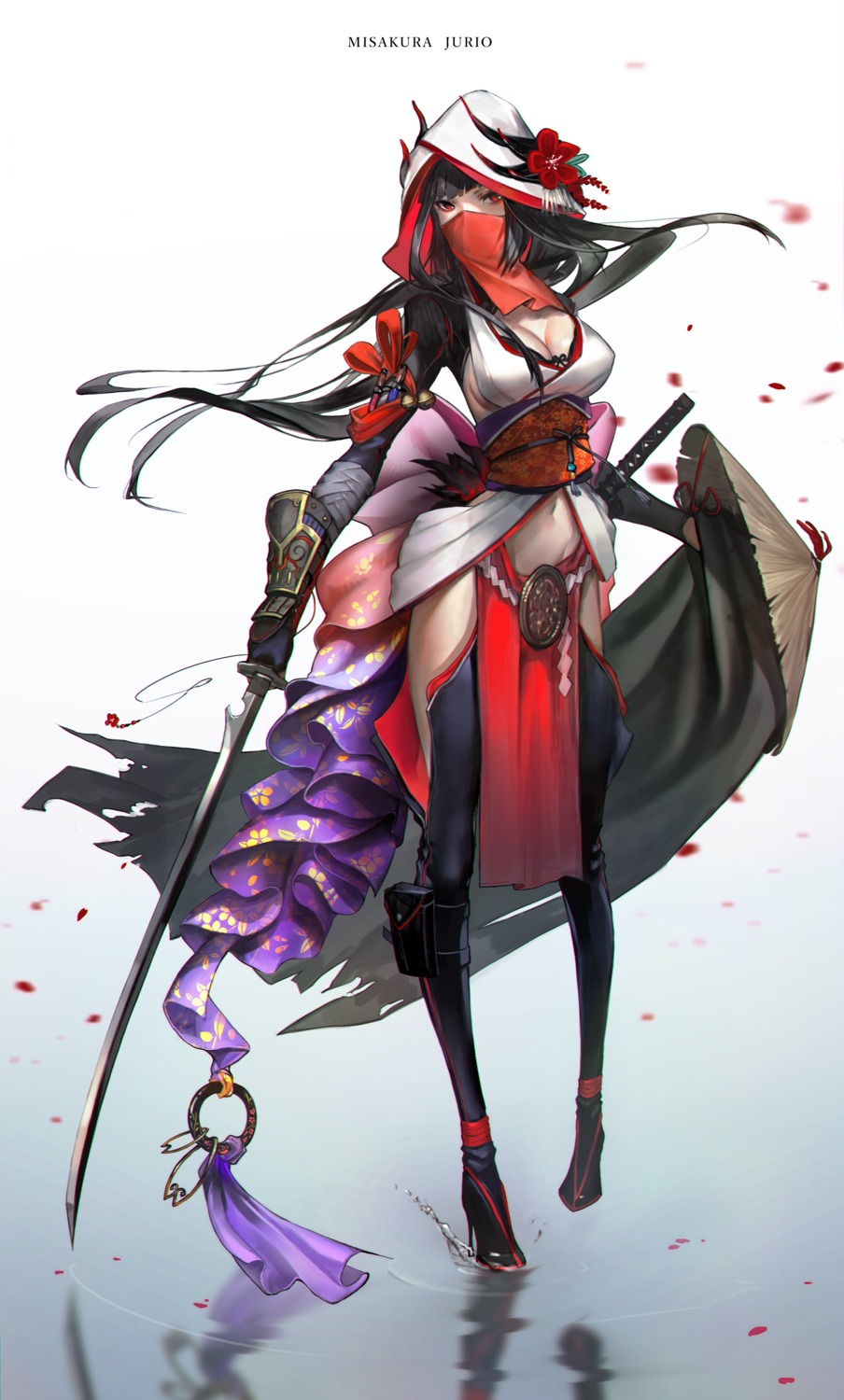 armor bra caravan_stories cleavage egawa_akira heels japanese_clothes sword