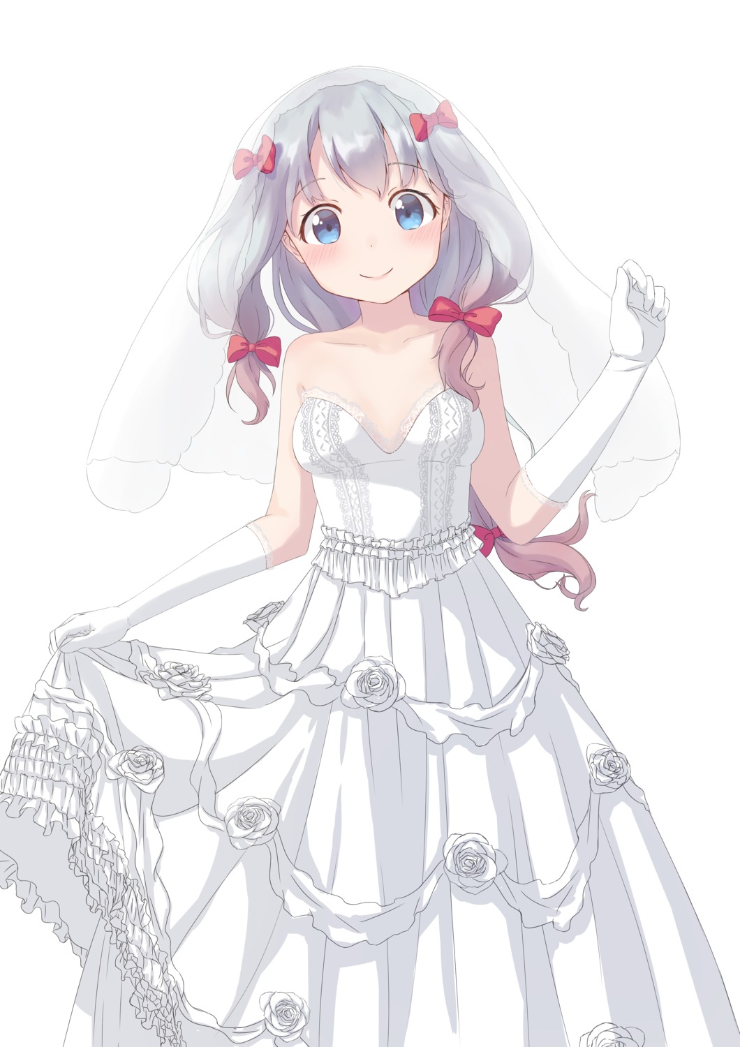 dress eromanga-sensei izumi_sagiri maka_neko skirt_lift wedding_dress