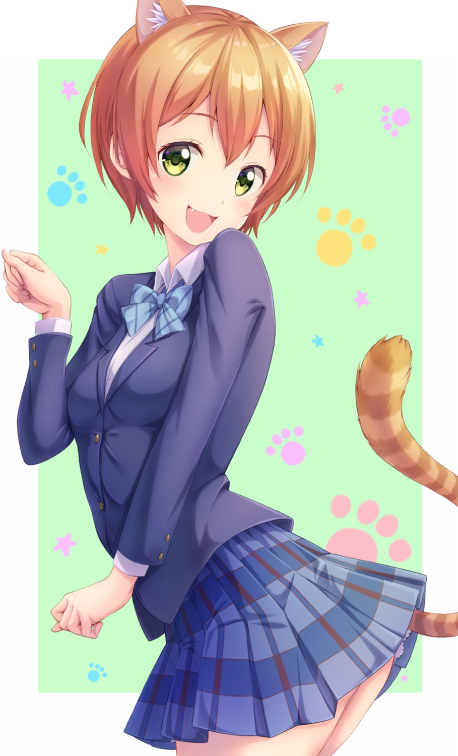 animal_ears hoshizora_rin love_live! love_live!_(series) nekomimi sasurai_(kijitora713) seifuku tail