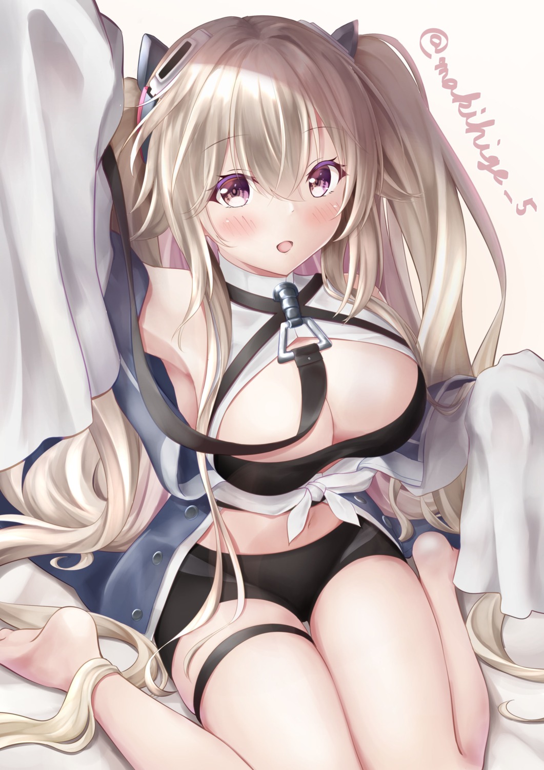 anchorage_(azur_lane) azur_lane garter makihige no_bra