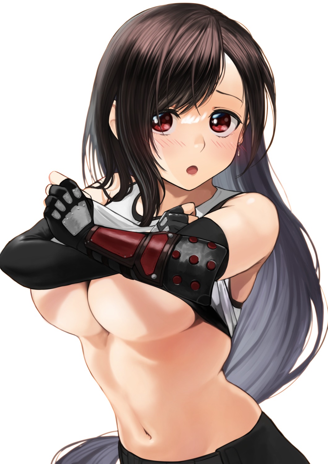 final_fantasy final_fantasy_vii izawa_(bhive003) no_bra shirt_lift tifa_lockhart undressing