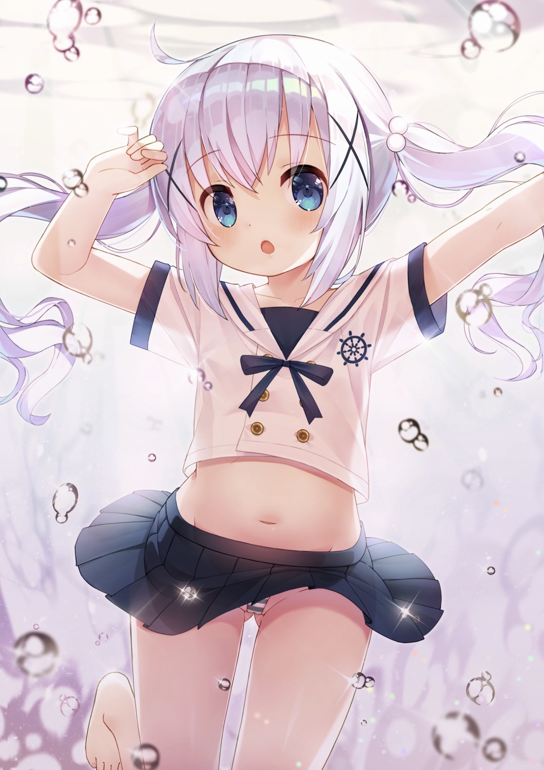 cameltoe gochuumon_wa_usagi_desu_ka? kafuu_chino loli pantsu see_through seifuku shimapan skirt_lift taku_michi