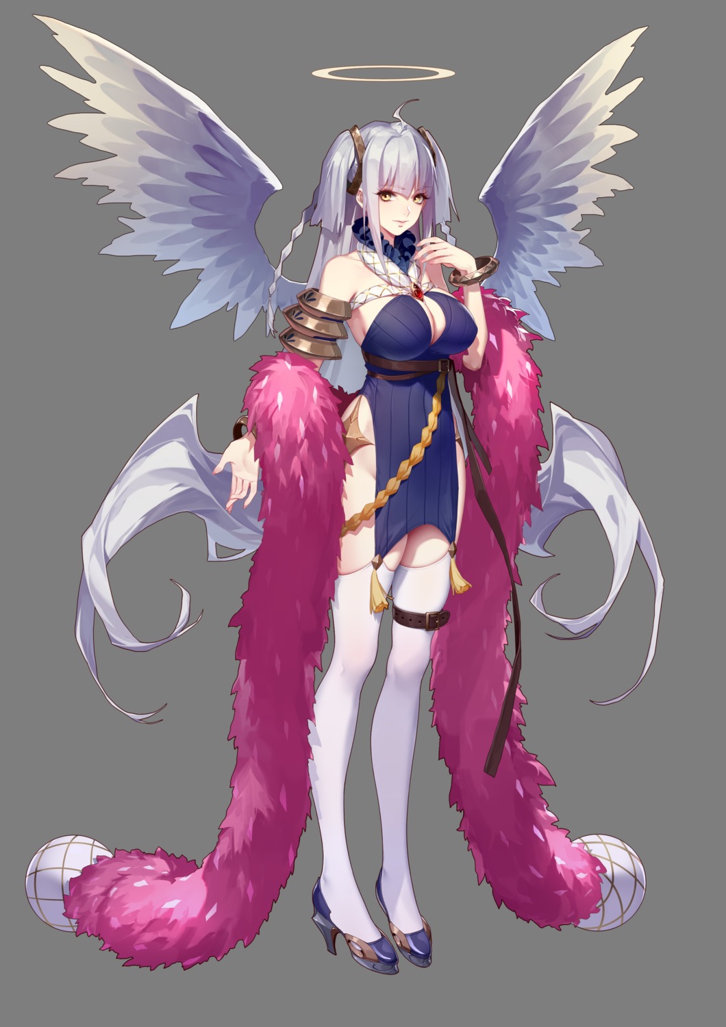 angel armor cleavage dress garter heels jimolianzhanji stockings thank_star thighhighs wings