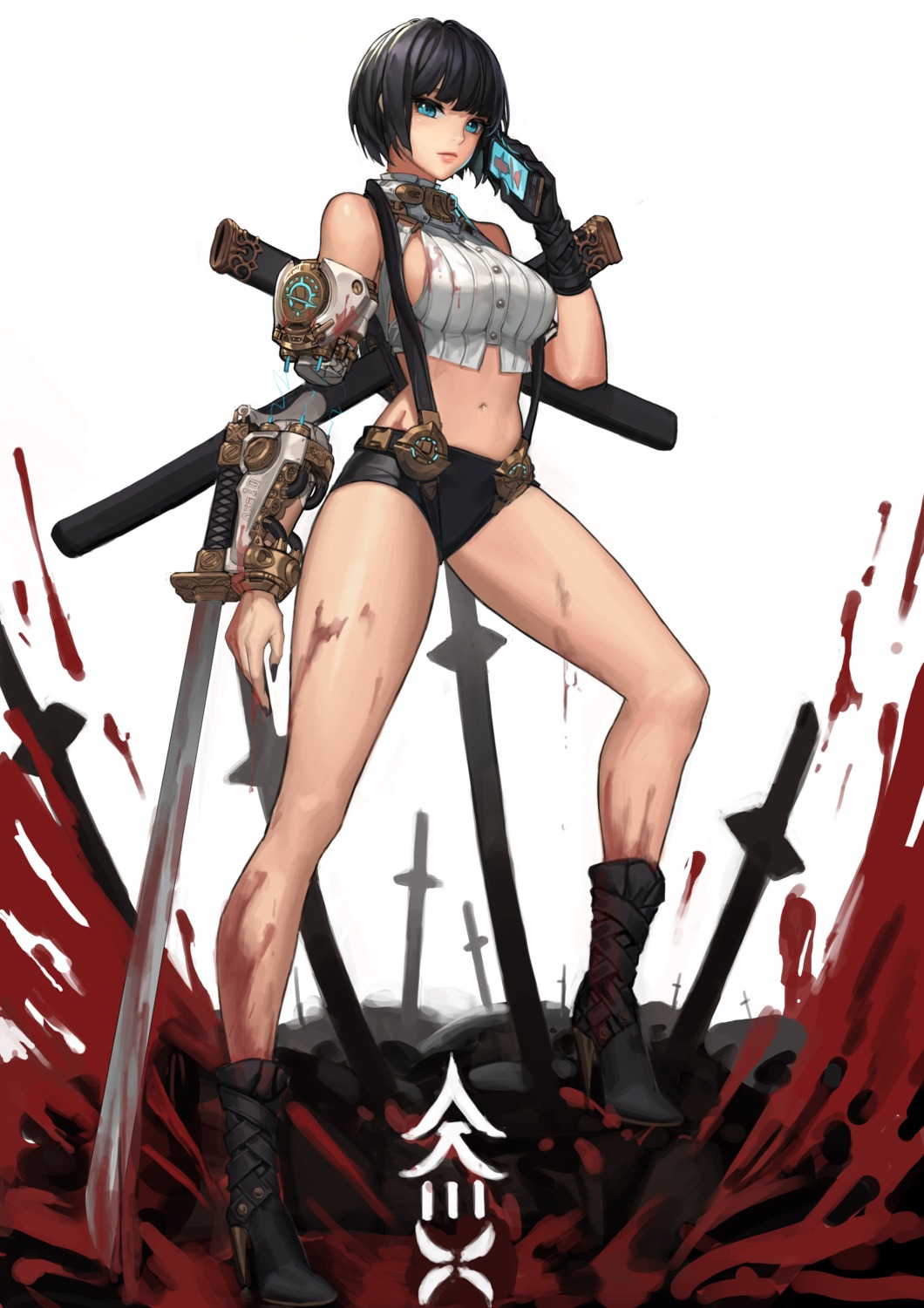 blood daeho_cha heels mecha_musume no_bra sword