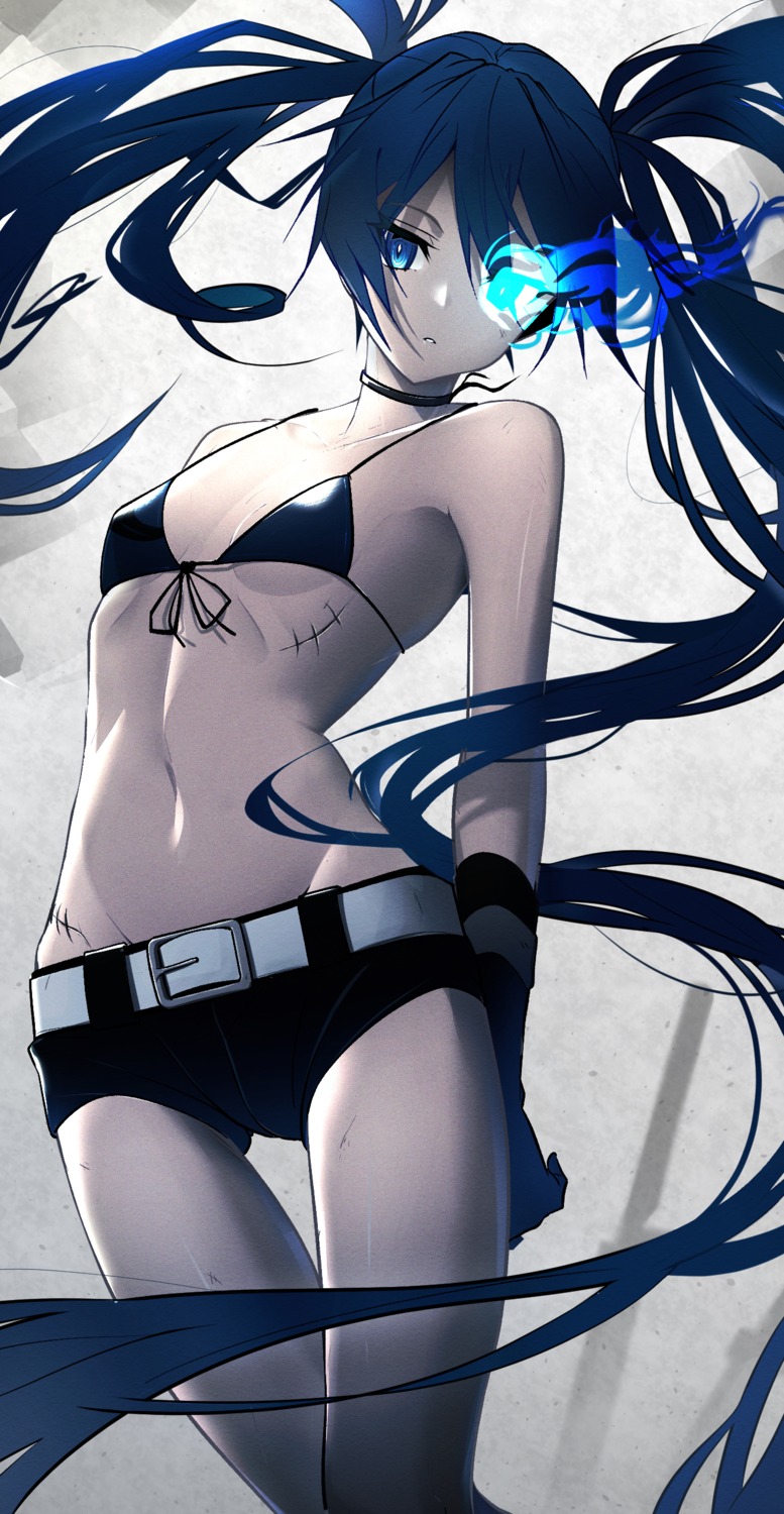 bikini_top black_rock_shooter black_rock_shooter_(character) kuroi_mato swimsuits takom