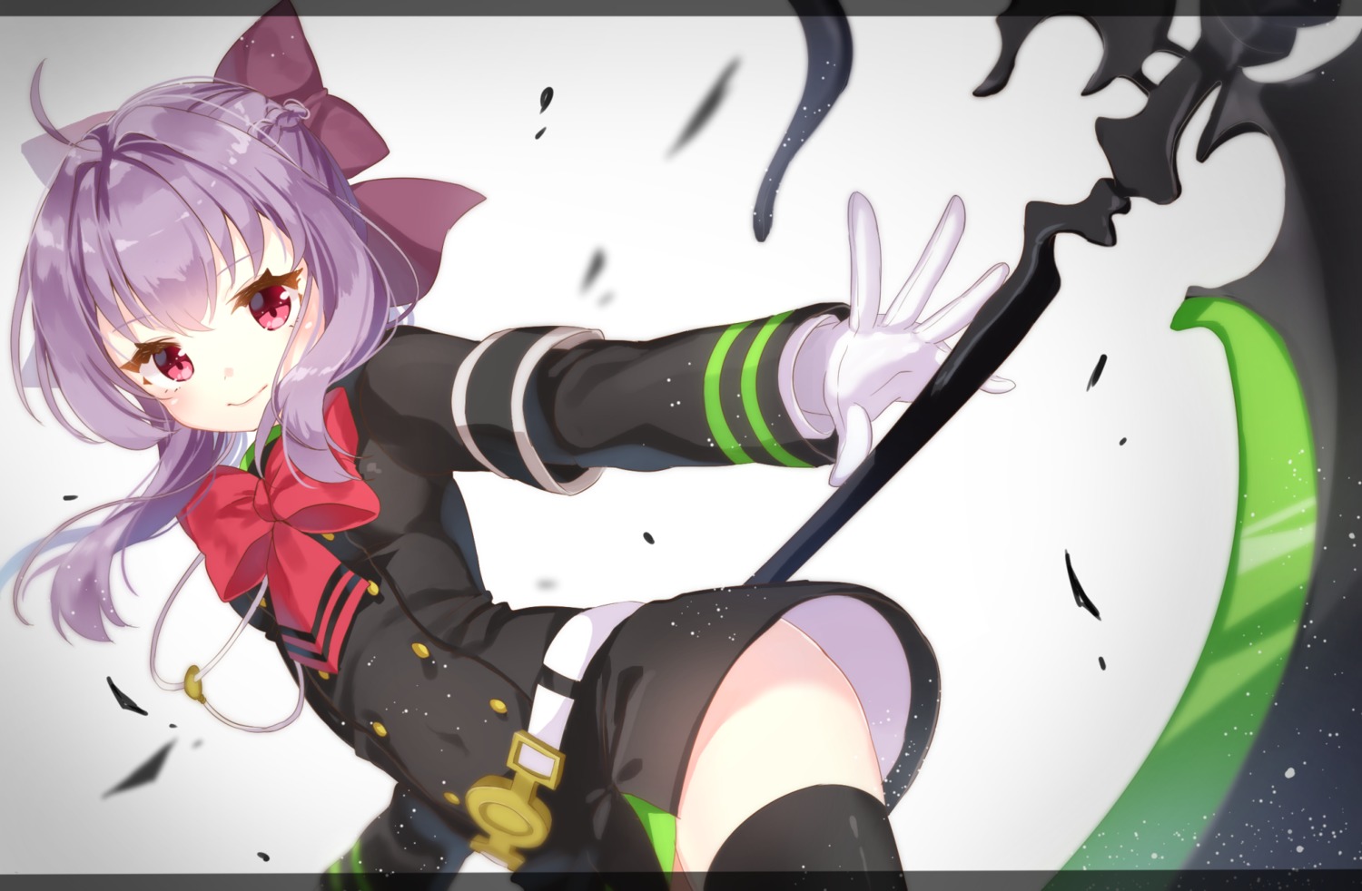 hiiragi_shinoa jimmy owari_no_seraph seifuku thighhighs weapon