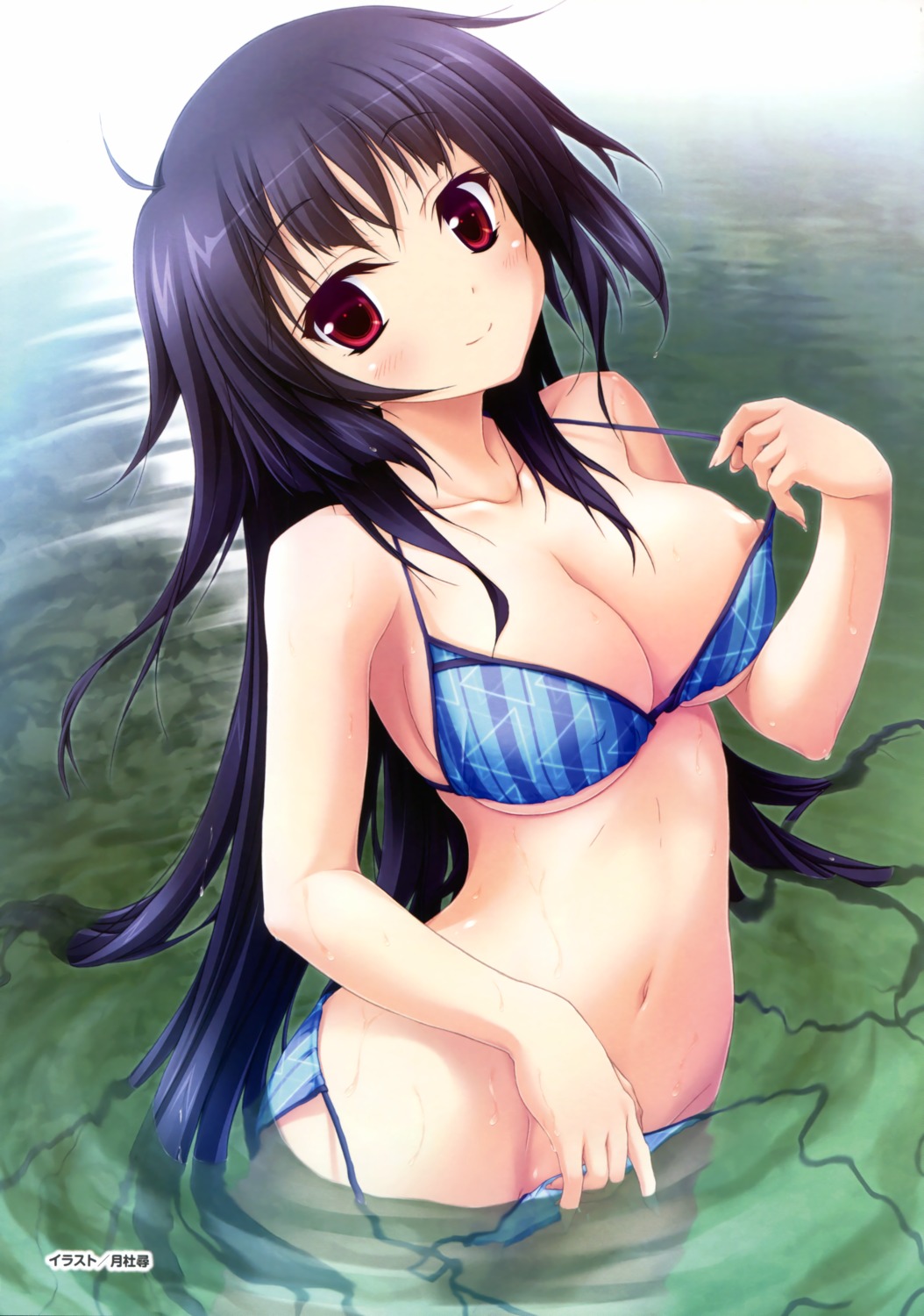 bikini breasts hapymaher hasuno_saki nipple_slip purple_software swimsuits tsukimori_hiro wet