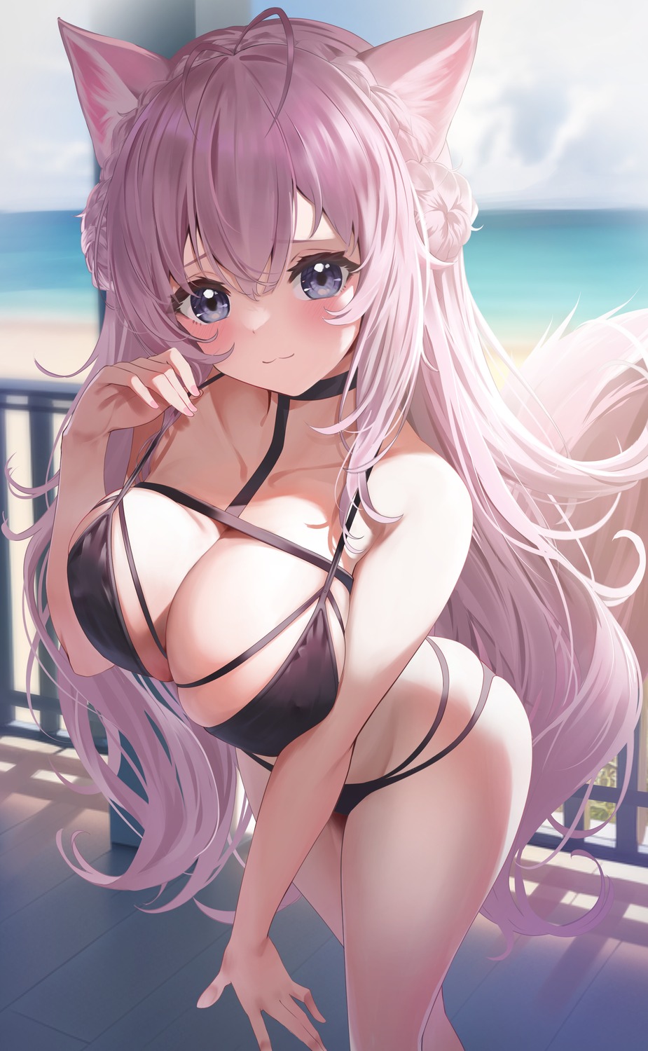 animal_ears bikini hakui_koyori hololive koisuke swimsuits tail