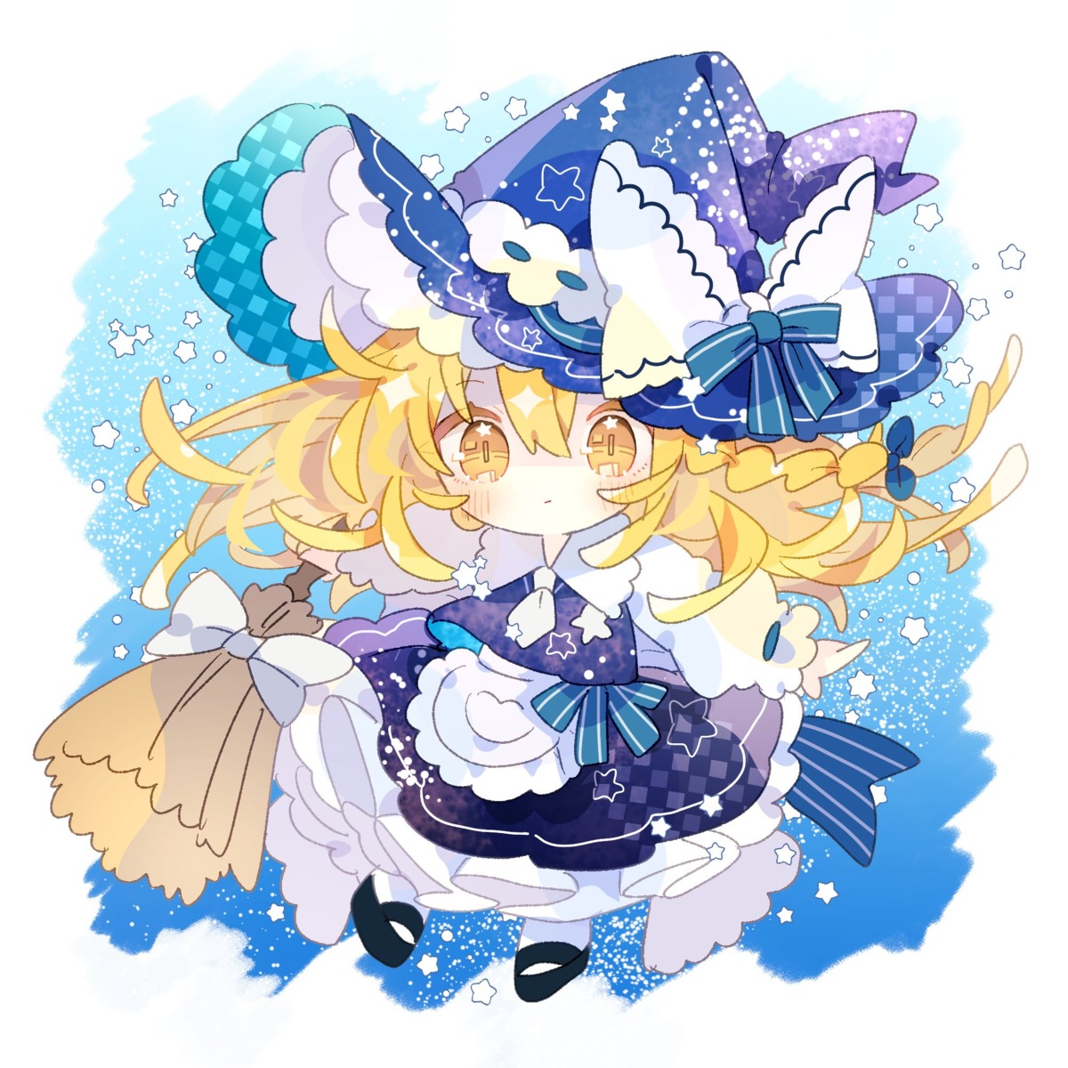 chibi kirisame_marisa niko_rashika skirt_lift touhou witch