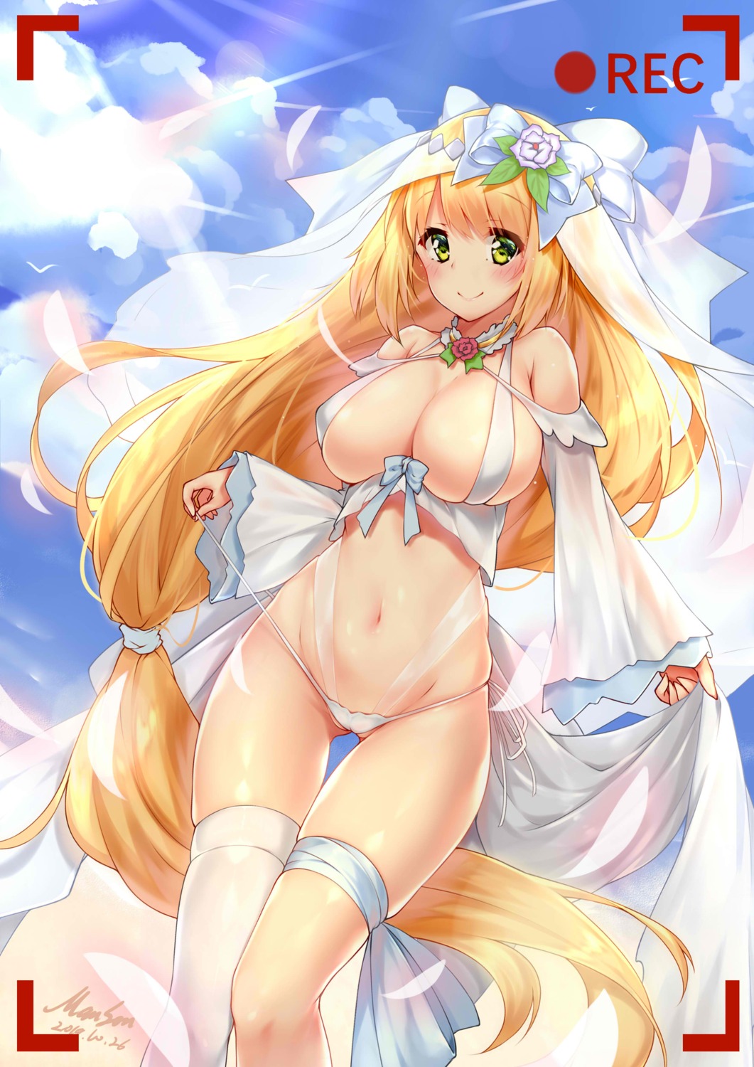 cameltoe dress garter no_bra pantsu string_panties thighhighs undressing wedding_dress yemanson