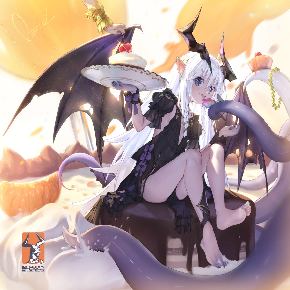 clover_theater dress feet horns no_bra observerz pointy_ears tail tentacles wings